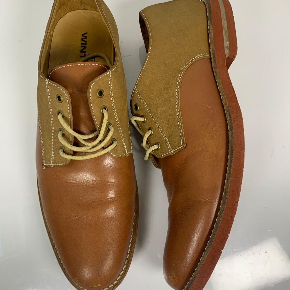 Winthrop Men Brown Tan Leather Laced Shoe Size 10.5